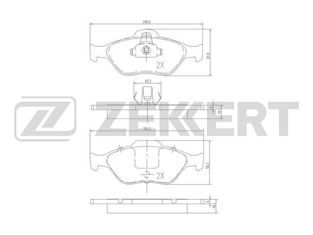 Колодки тормозные (дисковые) Zekkert BS1652
