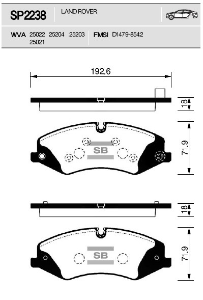 Колодки тормозные (дисковые) Sangsin Brake SP2238